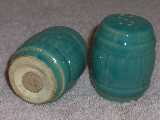 Frankoma barrel shakers glazed turquoise